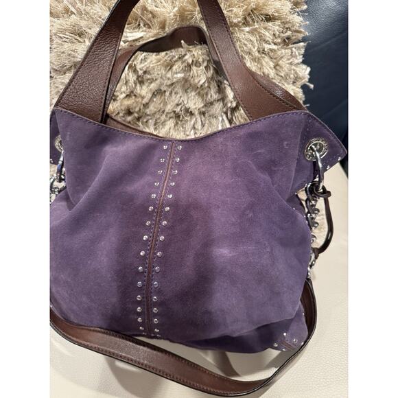 Michael Kors Astor Purple Suede Shoulder with COA - Picture 2 of 9